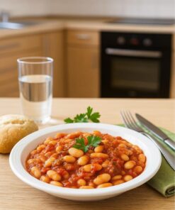 Alubias blancas en salsa de tomates.