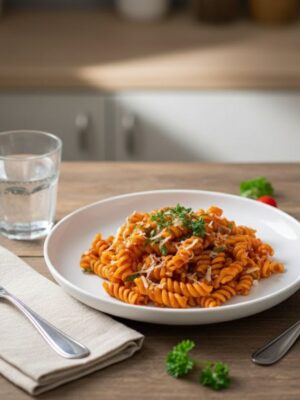 Espirales a la boloñesa.