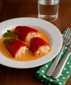 Pimientos del piquillo rellenos de bacalao.