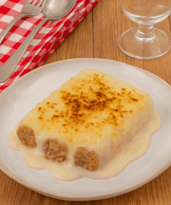 Canelones de carne con bechamel