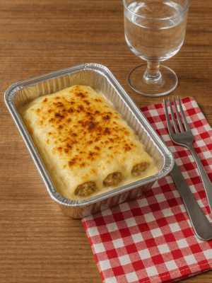 Alternative view of Canelones de carne con bechamel