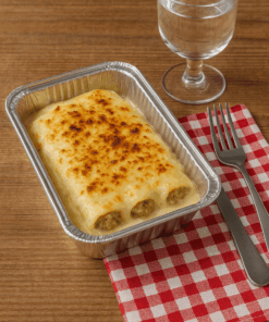Alternative view of Canelones de carne con bechamel